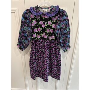 Vintage Wee Clancy Dress Size 10 Hydrangea Berries Feather Cottagecore USA